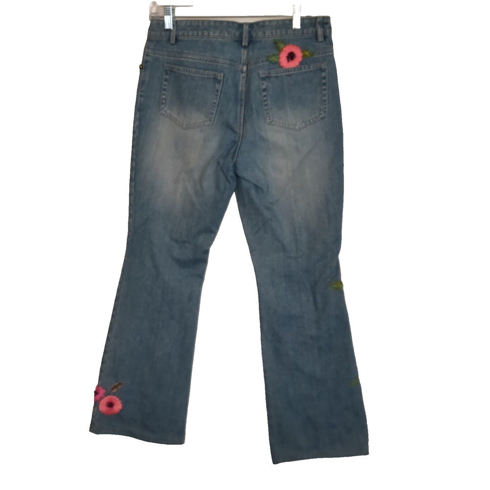 Vintage Y2K Embroidered Denim Jeans Sz 6 Dana Buchman Ileana Boho Boot Cut - Picture 11 of 16